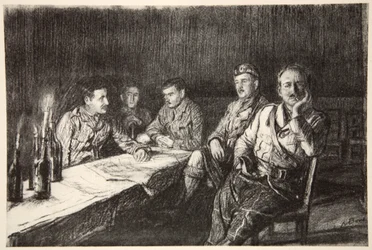 Kantyna oficerska Gordon Highlander, ilustracja z "The Western Front", wyd. przez Country Life Ltd.