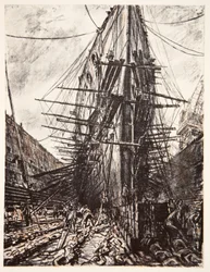 HMS Lion w suchym doku, ilustracja z "The Western Front", wyd. przez Country Life Ltd.