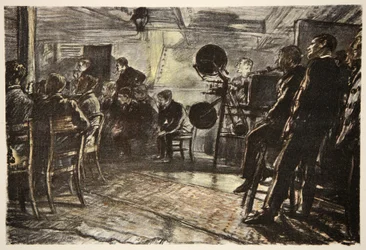 Kino na pancerniku, ilustracja z "Frontu Zachodniego", wyd. przez Country Life Ltd.