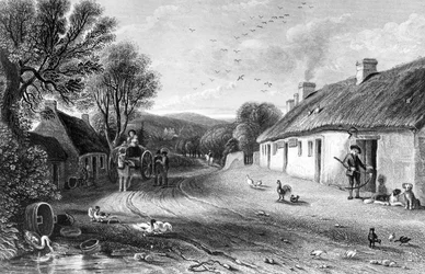 Burns Cottage, ilustracja z „Land of Burns” Johna Wilsona, opublikowana w 1840 r.