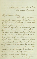 List od D.R. Greera, Memphis, Tn., do Anny McKinney, 6 grudnia 1862