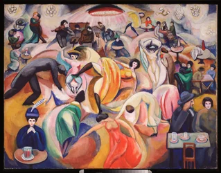 Un cabaret a Paris (Klub nocny w Paryżu) - Oeuvre de David Petrovich Sterenberg (1881-1948), olej na płótnie