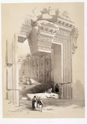 Brama Baalbek w Libanie, rysunek wykonany 07.05.1839 w „Ziemi Świętej”, Londyn 1849