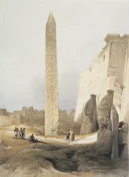 Egipt, Obelisk w Świątyni w Luksorze, rycina David Roberts