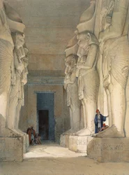 Odkopana świątynia Gyrshe, Nubia, XIX w.