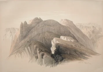 Gebil Hor. Góra Hor, z klifów otaczających Petrę, 1839.