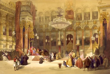 Grecki kościół Grobu Świętego, Jerozolima, 11 kwietnia 1839 r. Litografia