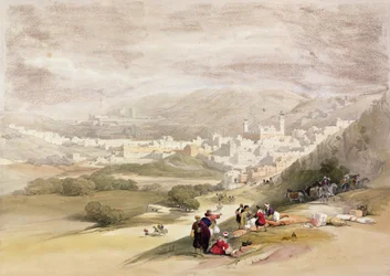 Hebron, 18 marca 1839 z tomu II „Ziemi Świętej”; grawerowane przez Louisa Haghe (1806-1885) wydane w Londynie, 1842 wydane w Londynie, 1842