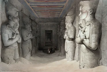 Wnętrze świątyni w Abu Simbel, z „Egypt and Nubia”, litografia Louisa Haghe