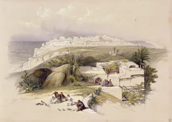 Jaffa, 26 marca 1839, tablica 62 z tomu II "Ziemi Świętej", sztychowana przez Louisa Haghe (1806-85) wyd. 1843