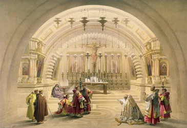 Jerozolima, 10 kwietnia 1839, tablica 26 z tomu I „Ziemia Święta”, sztychowana przez Louisa Haghe (1806-85) wyd. 1842