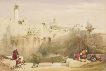 Jerozolima, 12 kwietnia 1839, tablica 12 z tomu I „Ziemi Świętej”, sztychowana przez Louisa Haghe (1806-85) wyd. 1842