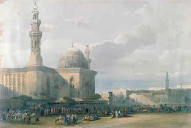 Meczet sułtana Hasana widziany z Wielkiego Placu Rumeyleh w Kairze, z Egypt and Nubia, tom 3