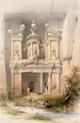 Petra, 7 marca 1839, tablica 92 z tomu III "Ziemi Świętej", sztychowana przez Louisa Haghe (1806-1885) wyd. 1849