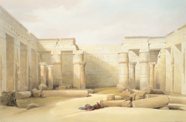 Świątynia Medinet Abu w Tebe, David Roberts, rycina