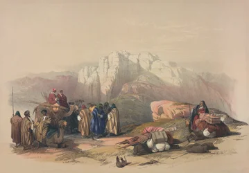 Grób Aarona z „Ziemi Świętej”, rytowany przez Louisa Haghe (1806-1885)