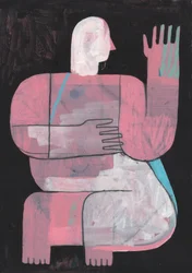 Black And Blue 2, 2023 (mieszana farba na papierze)