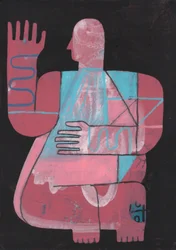 Black And Blue 5, 2023 (mieszana farba na papierze)