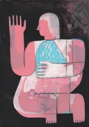 Black And Blue 7, 2023 (mieszana farba na papierze)