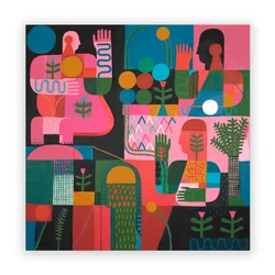 Przerwane sygnały, 2023 (mieszanka farb i kolaż na płótnie)