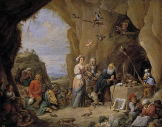 Kuszenie św. Antoniego, połowa XVII wieku.