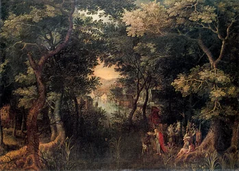 Krajobraz z apostołem Filipem chrzczącym eunucha, 1590-1632