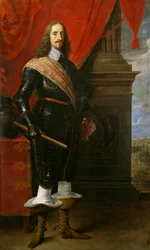 Arcyksiążę Leopold Wilhelm, w tle oblężenie Gravlingen podczas wojny trzydziestoletniej