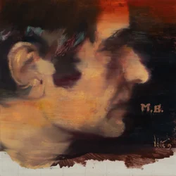 Marcel Broodthaers 18 (M.B.), 2023 (olej na płótnie)