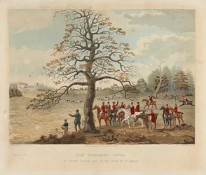 [Polowanie na lisy] zestaw czterech: (2) Fox Breaking Cover / At Upper Gatton Seat of the Duke of St. Alban