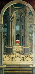 Perspektywa namalowana przez Defendente Ferrari (1480 lub 1485-1540), na tylnej części XVI-wiecznego chóru, kościół św. Hieronima, Biella, Włochy