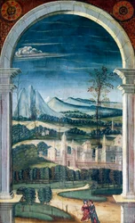 Perspektywa namalowana przez Defendente Ferrari (1480 lub 1485-1540), na tylnej części XVI-wiecznego chóru, kościół św. Hieronima, Biella, Włochy