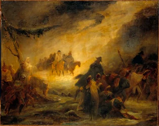 Rosyjski odcinek odwrotu. Wojna napoleońska (1812). Obraz Denisa Auguste Raffeta (1804-1860)