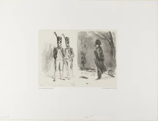 Arkusz ze szkicem (Grenadier gwardii, Napoleon w biwaku)