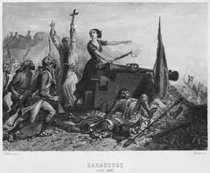 Oblężenie Saragossy w czerwcu 1808, wyryty przez Augustina Burdeta (ur. 1798)