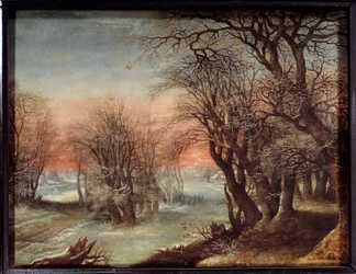 Zimowy krajobraz malarstwo autorstwa Deny Van Alsloot (1570-1628)