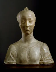 Popiersie młodej damy. Marmurowa rzeźba Desideria da Settignano (ok. 1430-1464). Wymiary: 146 cm. Florencja, Museo Nazionale del Bargello