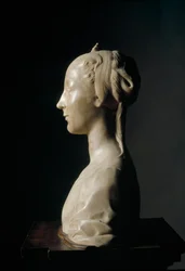 Popiersie młodej damy. Marmurowa rzeźba Desideria da Settignano (ok. 1430-1464). Wymiary: 146 cm. Florencja, Museo Nazionale del Bargello