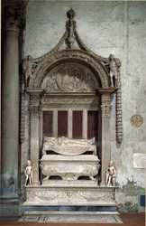 Grób Carlo Marsuppini (1399-1453), kanclerza Republiki Florenckiej, wykonany przez Desiderio da Settignano (ok. 1430-1464), ok. 1453. Florencja, Chiesa di Santa Croce