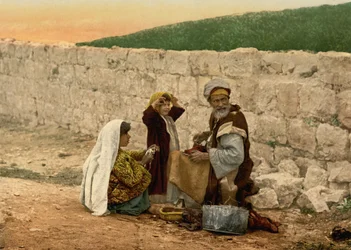 Wędrowny szewc z Jerozolimy, Ziemia Święta, ok. 1890-ok. 1900 (odbitka fotochromowa)