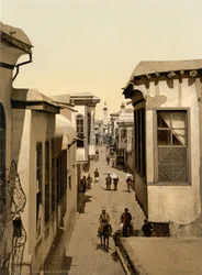Ulica zwana prostą, Damaszek, Ziemia Święta, Syria (odbitka fotochromowa)