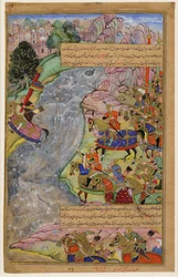 Jalal al-Din Khwarazm-Shah przekraczając rwącą rzekę Indus, uciekając Czyngis-chan i jego armia, 1597