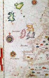 Wyspy Brytyjskie, Iberia i Afryka Północno-Zachodnia, szczegół z atlasu świata, 1565