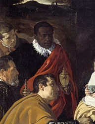 Pokłon Trzech Króli. Fragment głów mędrych królów. Obraz Diega Velázqueza (1599-1660)