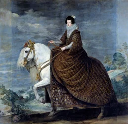 Portret jeździecki Elżbiety z Francji lub Izabeli Burbon (1602-1644), żony Filipa IV z Hiszpanii w 1616 r. Obraz Diego Velasqueza (1599-1660) 1635 nd. 3,01x3,14 m Madryt, Musee du Prado - Portret jeździecki Izabeli Francuskiej (1602-1644),