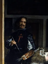 Las Meninas. Szczegół: autoportret malarza przed sztalugą