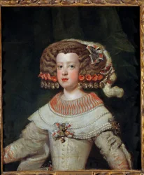 Portret infantki Marii Teresy (1638-1683), przyszłej królowej Francji Obraz Diego Velasqueza (1599-1660) XVII w. Słońce. 0,71x0,6 m - Portret Infantki Marii Teresy (1638-1683), przyszłej królowej Francji. Obraz Diego Velasqueza (1599-166