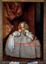 Portret infantki Małgorzaty Austriackiej (1651-1673), córki Filipa IV. Obraz Diego Velázqueza (1599-1660), około 1659. Wymiary: 2,12 x 1,47 m. Madryt, Muzeum Prado