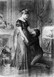 Ilustracja do Wyznania dziecka stulecia, powieść Alfreda de Musseta (1810-1857), rycina według rysunku Diogene