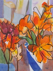 Tulipany (akwarela i tusz)