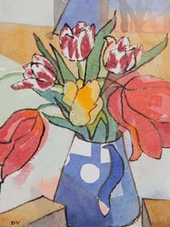 Tulipany (akwarela i tusz)